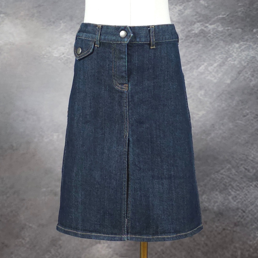 Vintage Y2K FCUK Denim Utility Pencil Skirt Zip Pocket Stretch Dark Wash 10 - Picture 1 of 11